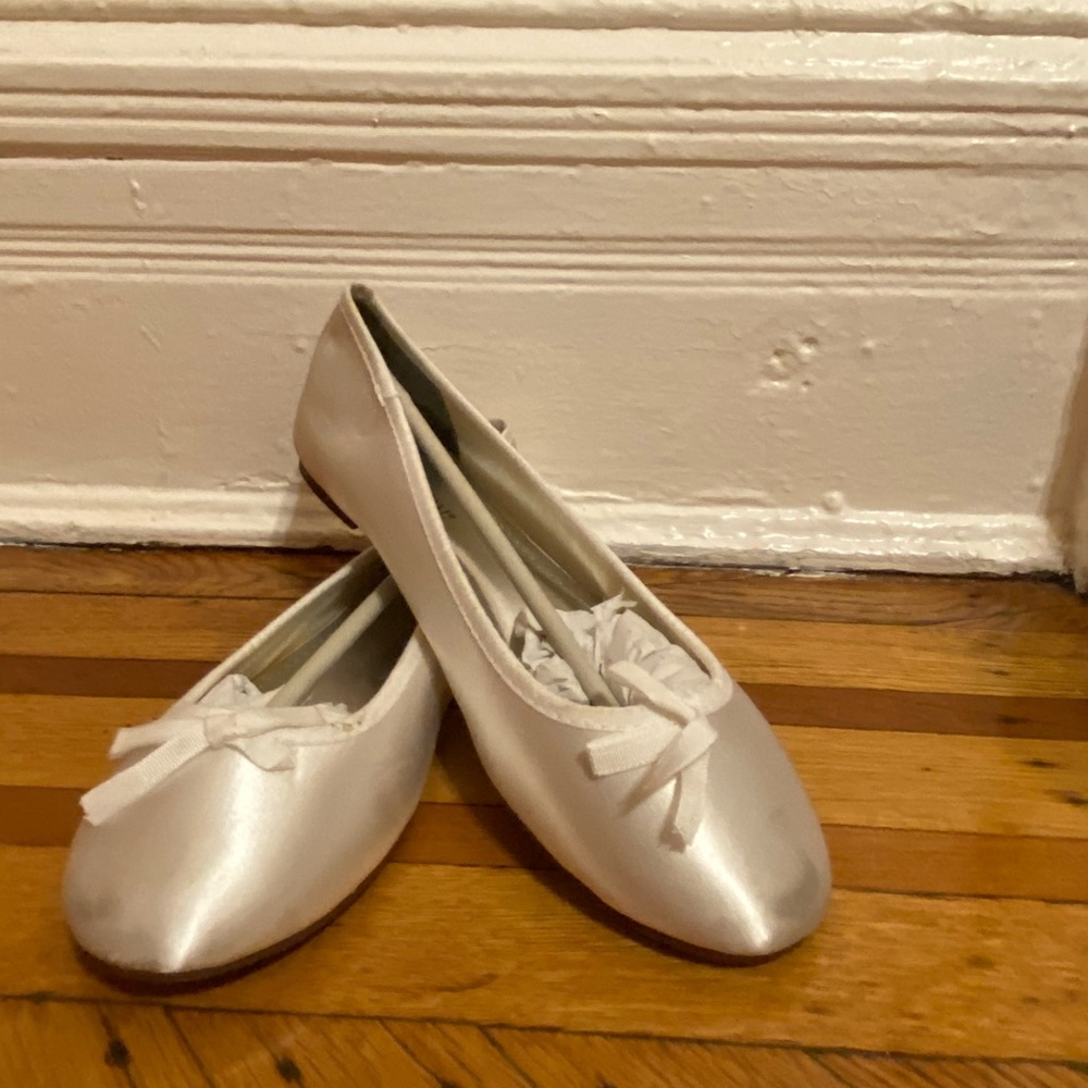 White satin flats
